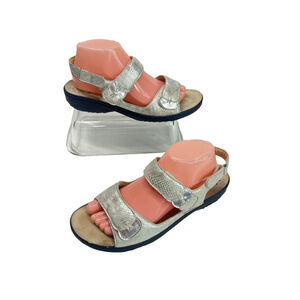 Mephisto Mobils Getha Sandals Size‎ 41EU 10.5-11US Silver Snake Print Comfort